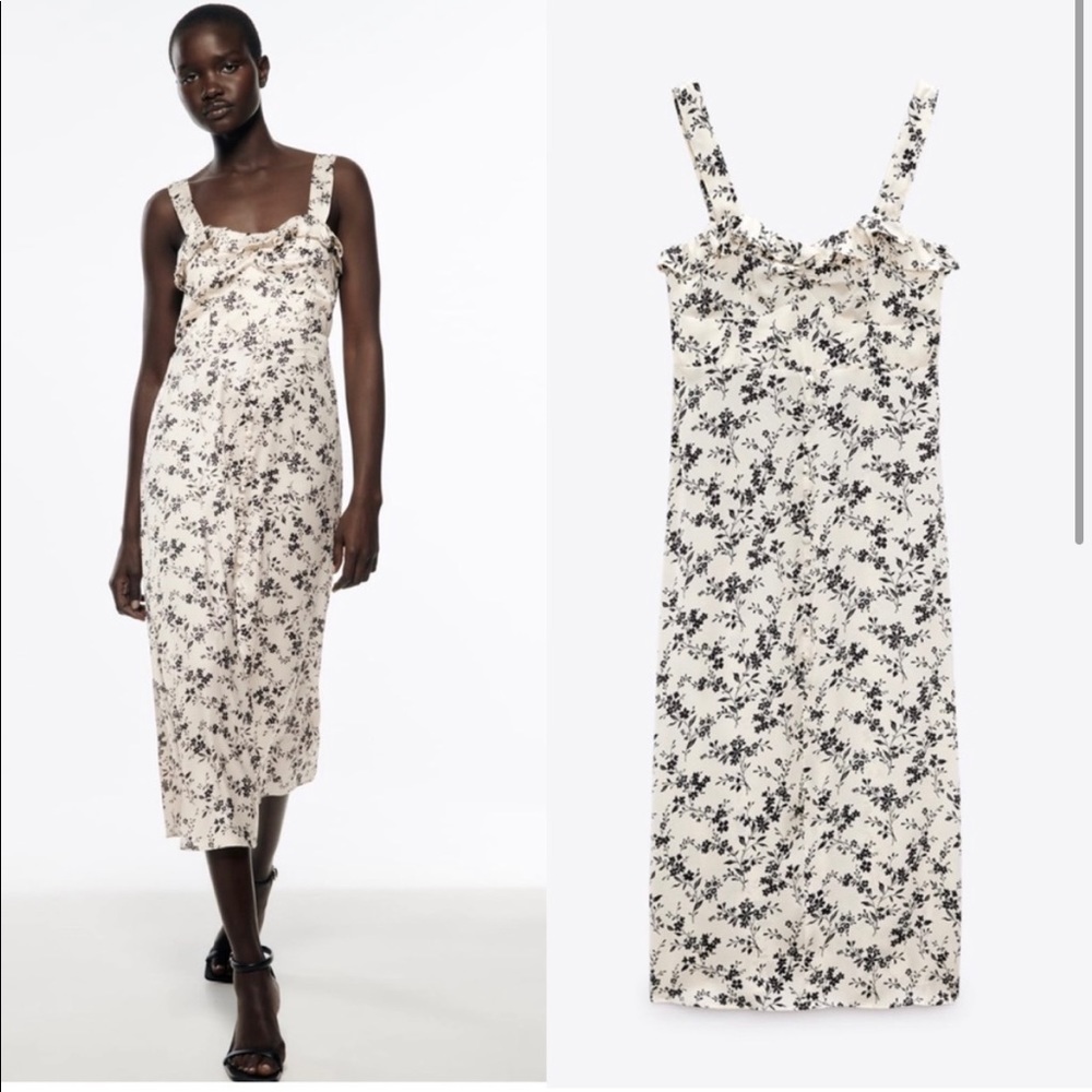 Worn once - zara floral slip dress